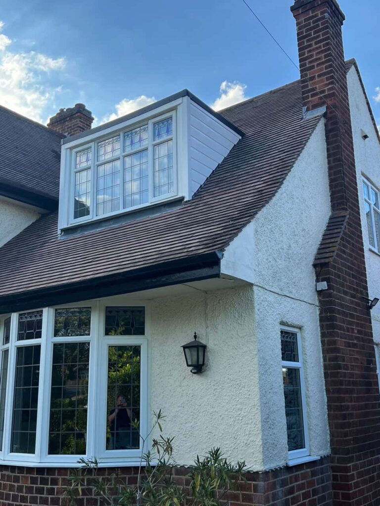 This is a photo of a dormer window which has just had some repairs carried out where the roof and the dormer meet. Works carried out by Mansfield Woodhouse Roofing Repairs